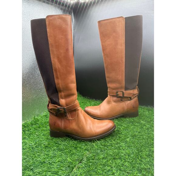 Frye Cognac -Leather- Riding Boots- Size 5.5 W - Picture 1 of 9